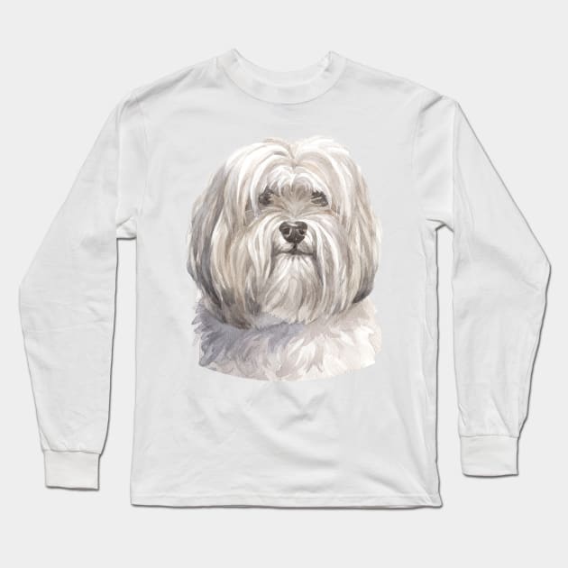 White Havanese Watercolor Art Long Sleeve T-Shirt by doglovershirts